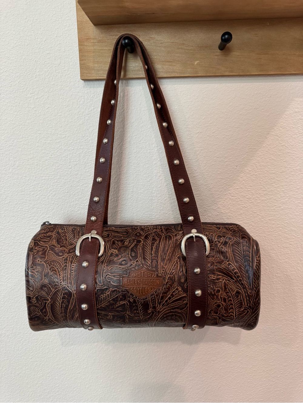Vintage Harley Davidson barrel shoulder purse